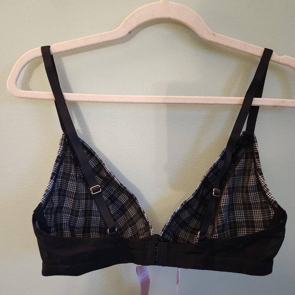 Savage X Fenty Bra Large Black White Plaid Bralette Wireless NEW - Picture 6 of 8